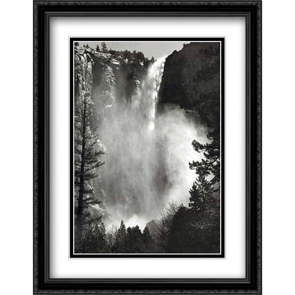 Bridal Veil Falls 2x Matted 28x40 Large Black Ornate Framed Art Print by Ansel Adams