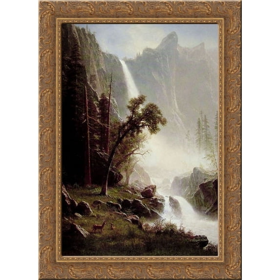 Bridal Veil Falls, Yosemite 20x24 Gold Ornate Wood Framed Canvas Art by Bierstadt, Albert