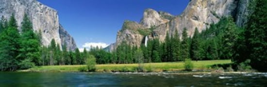 Bridal Veil Falls Yosemite National Park California USA Canvas Art - Panoramic Images (36 x 12)