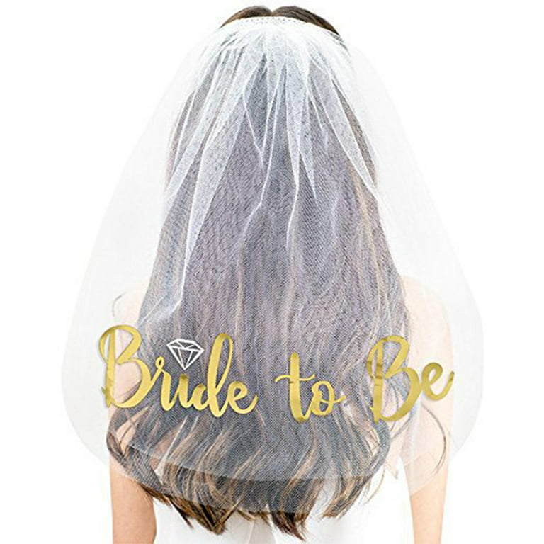 bride to be veil gold writings