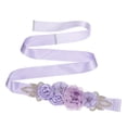 thumbnail image 1 of Bridal Waist Belt, 102 Inch Satin Bridal Wedding Dress Belt Handmade with Flowers Pearls Crystal Rhinestone Ribbon Sash for Bride, Light Purple, 1 of 7