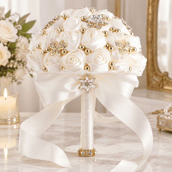 Bridal Wedding Bouquet for Bride Bridesmaid Wedding Quinceanera Throw ...