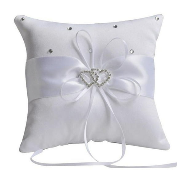 Bridal Wedding Ceremony Ring Bearer Pillow Cushion Crystal Double Colour Heart
