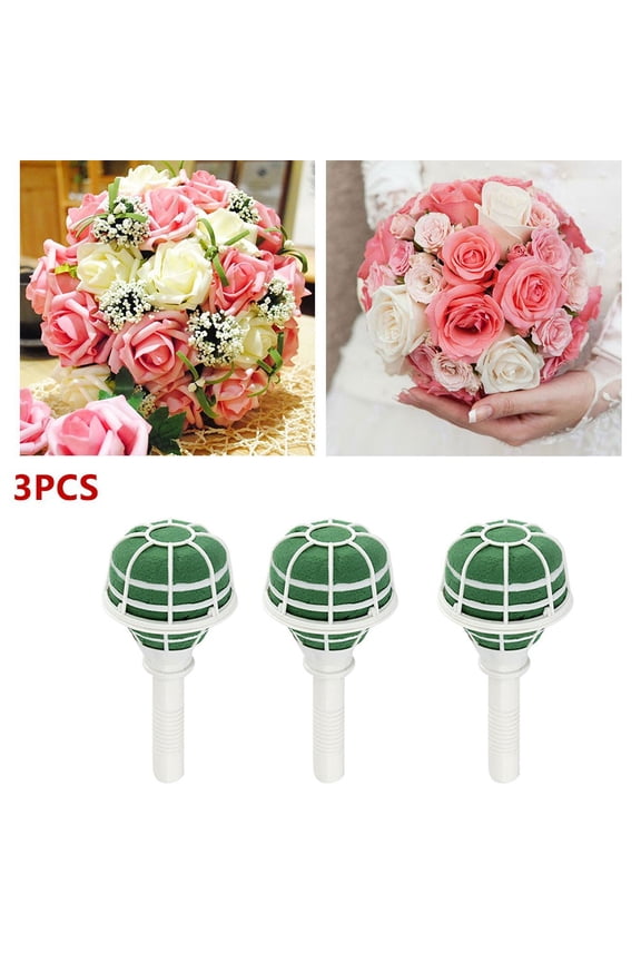 Bridal Wedding Flower Decoration Bouquet Foam Holder Handle Base Bracket Supply Smile Home