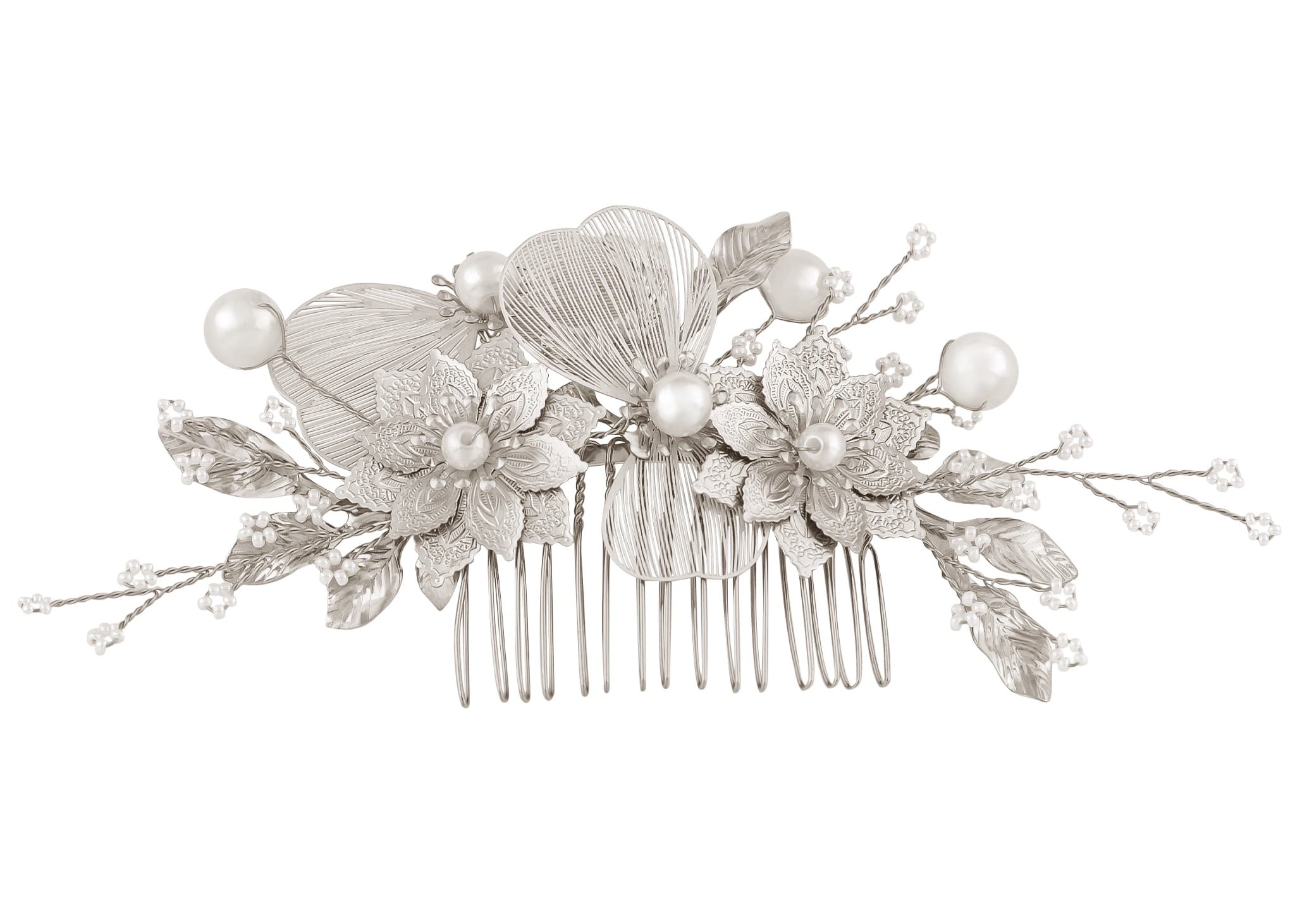 Bridal Wedding Flower Leaves Pearl Butterfly Headpiece  display picture 1