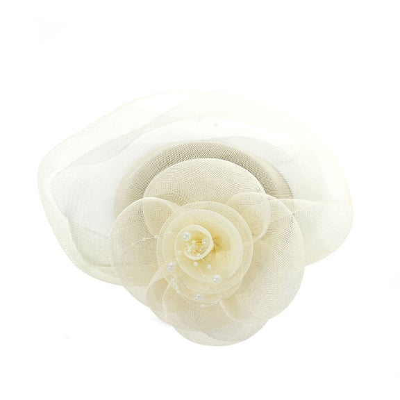 Bridal Wedding Hair Accessories Tea Party Mesh Feather Headwear Model Fashion Show Photo Style Hair Accessories Top Hat(Beige)