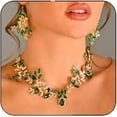 thumbnail image 1 of Bridal Wedding Jewelry Set Gold Green Crystal Necklace Earrings Sets Rhinestone Formal Costume Mothers Day Gifts Jewelry for Women and Brides, 1 of 4