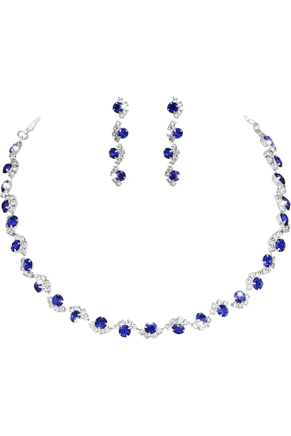 Bridal Wedding Jewelry Set - Rhinestone Necklace & Earrings for Brides, Bridesmaids, Prom & Costume Events