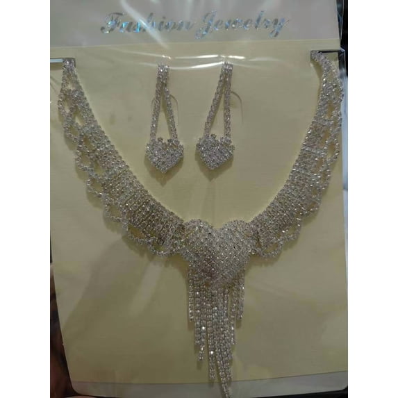Bridal Wedding Jewelry Set Silver Rhinestone Necklace Earrings Bracelet Sets Prom Formal Costume Jewelry for Women and Brides