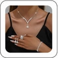 thumbnail image 1 of MUCHENGGIFT Bridal Wedding Jewelry Set Silver Rhinestone Necklace Earrings Sets Formal Costume Jewelry for Women and Brides, 1 of 4
