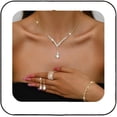 thumbnail image 1 of MUCHENGGIFT Bridal Wedding Jewelry Set Silver Rhinestone Necklace Earrings Sets Formal Costume Jewelry for Women and Brides, 1 of 4