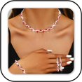 thumbnail image 1 of Bridal Wedding Jewelry Set Silver Rhinestones Choker Necklaces Earrings Bracelet Sets Prom Jewelry for Women and Brides, 1 of 7