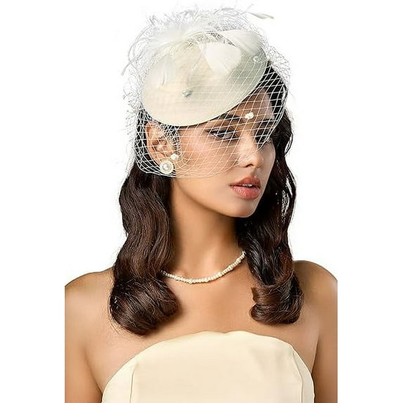 Bridal Wedding Veil Fascinator Mesh Lace Headband Tea Party Flower Fascinator Funeral Hats for Women