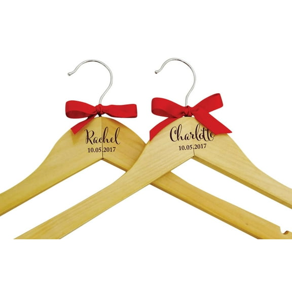 Bridal Wedding Wood Engraved Hangers Personalized Custom Name Hangers Bridesmaid Gift