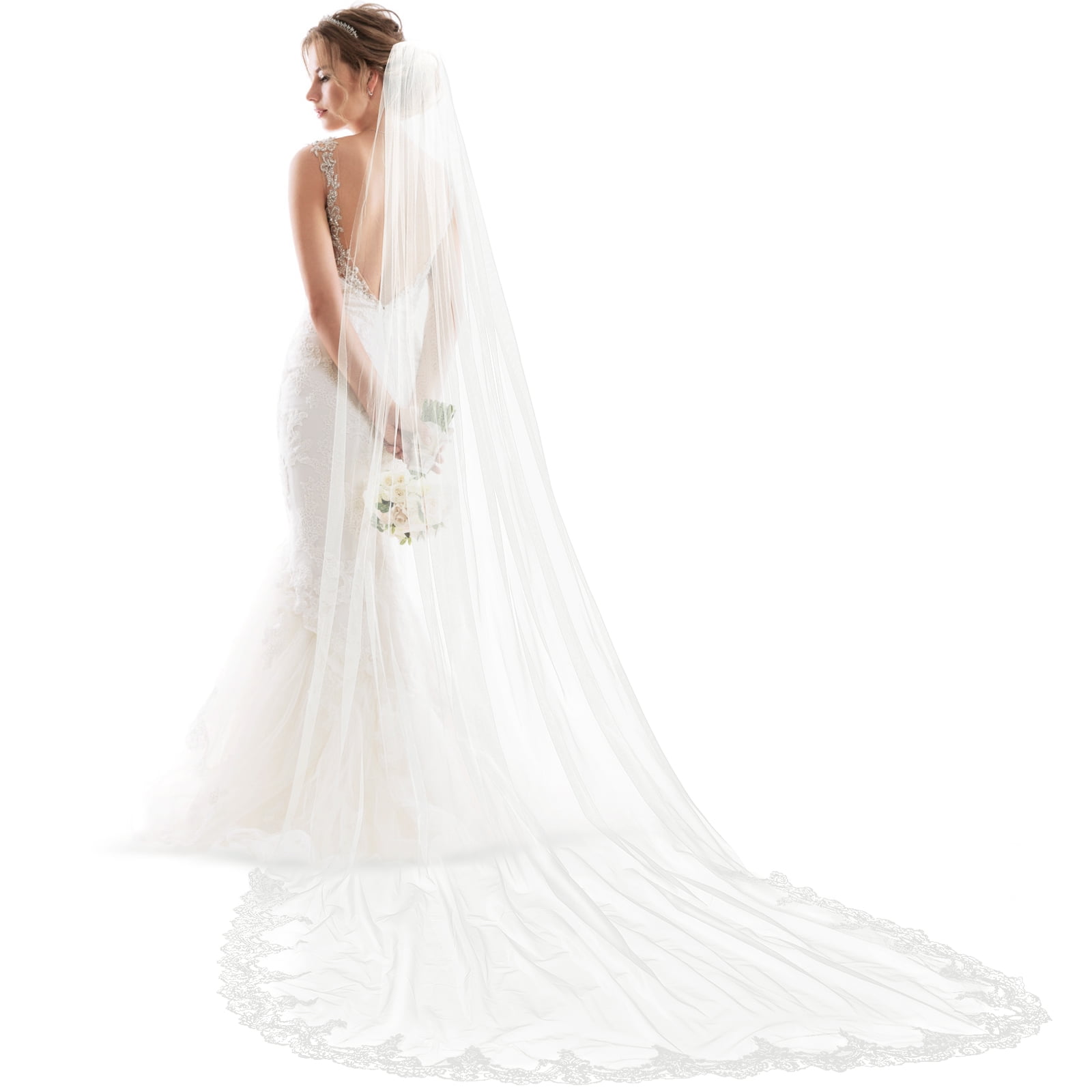 Bride Accessories Lace Veil Long Veils for Brides Wedding Dresses White