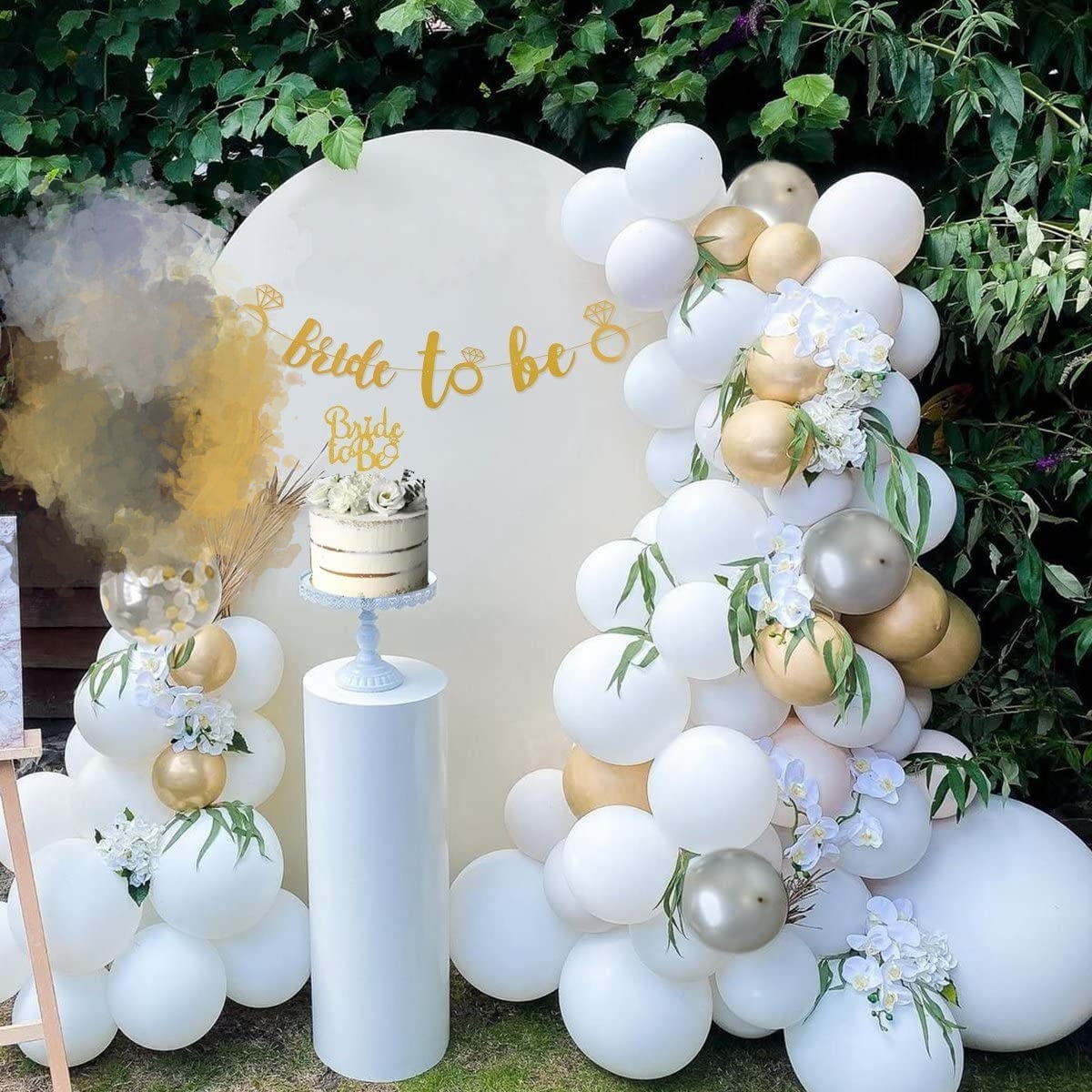 Bride Balloons White Gold for Bridal Shower Decorations Bride To Be Decor with Ring Balloon Party Decorations Whire Silver Gold Bridal Shower Bride
