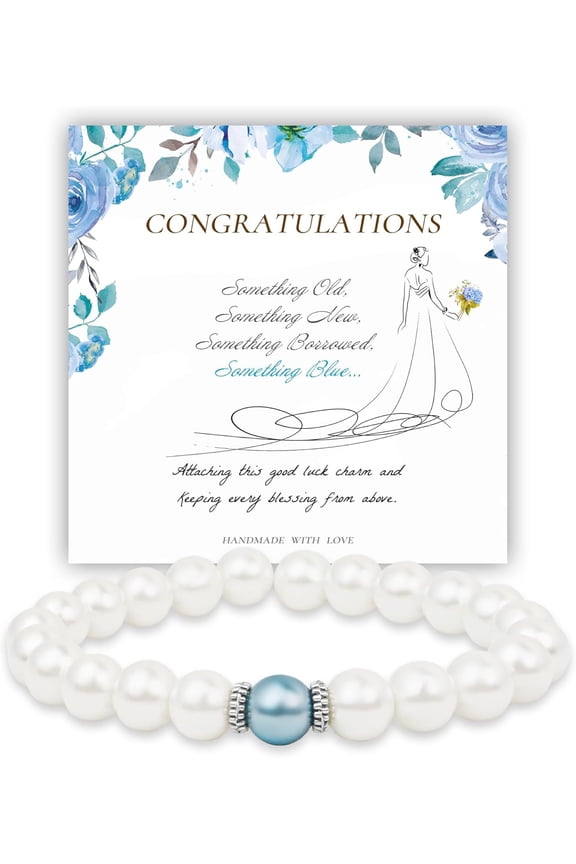 Bride Bracelet Something Blue Gifts for Bride Pearl Bracelets for Women as Bridal Shower Gifts Bachelorette Party Favors Anniversary Gifts for Wife Bride to be Decorations Wedding Gifts for Daughter