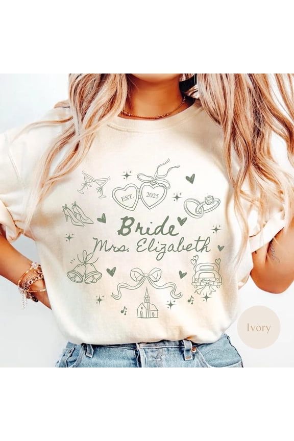 Bride Bridesmaid Shirt, Bridal Party Gift, Trendy Bachelorette Merch, Custom Wedding Day Getting Ready, Group Matching Tee, Customized Mrs