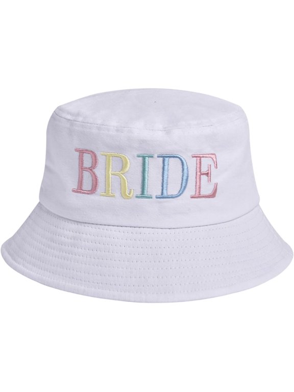 Bride Bucket Hat for Bachelorette Party Embroidered Sun Hat Bridal Shower Bride to be White