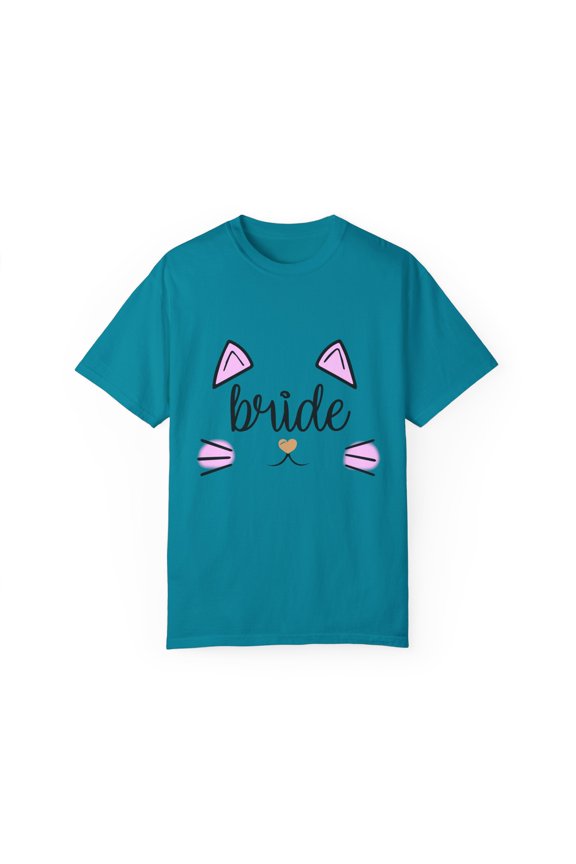 Bride Cat Bachelorette Team Bride Bridal Party Shower Gift Bridesmaids Unisex Garment-Dyed T-shirt