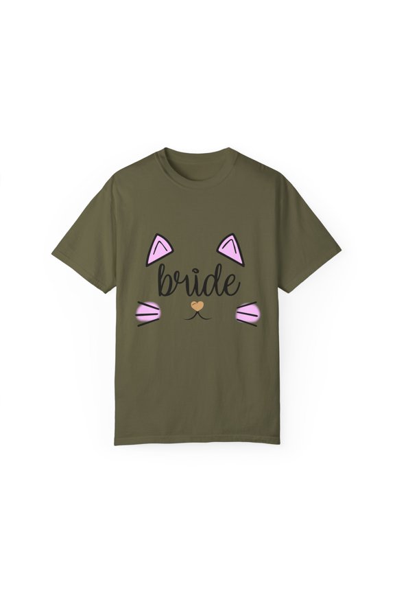 Bride Cat Bachelorette Team Bride Bridal Party Shower Gift Bridesmaids Unisex Garment-Dyed T-shirt