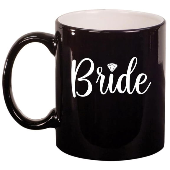 Bride Ceramic Coffee Mug Tea Cup Gift for Her, Gift For Bride, Engagement Gift, Wedding Gift (11oz Gloss Black)