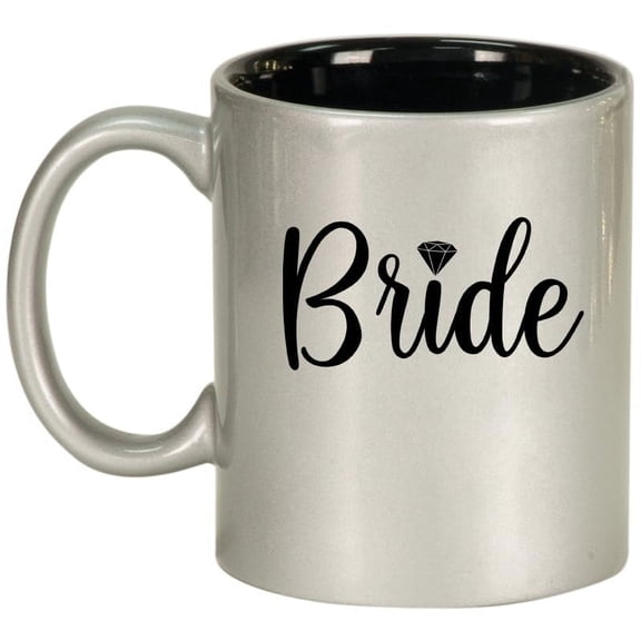 Bride Ceramic Coffee Mug Tea Cup Gift for Her, Gift For Bride, Engagement Gift, Wedding Gift (11oz Silver)
