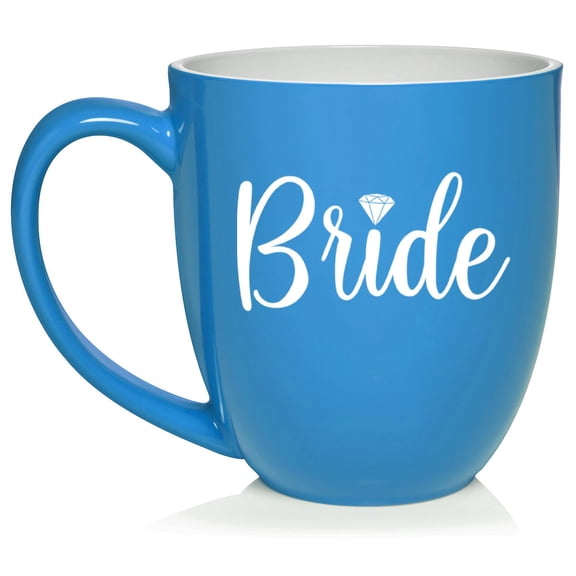 Bride Ceramic Coffee Mug Tea Cup Gift for Her, Gift For Bride, Engagement Gift, Wedding Gift (16oz Light Blue)