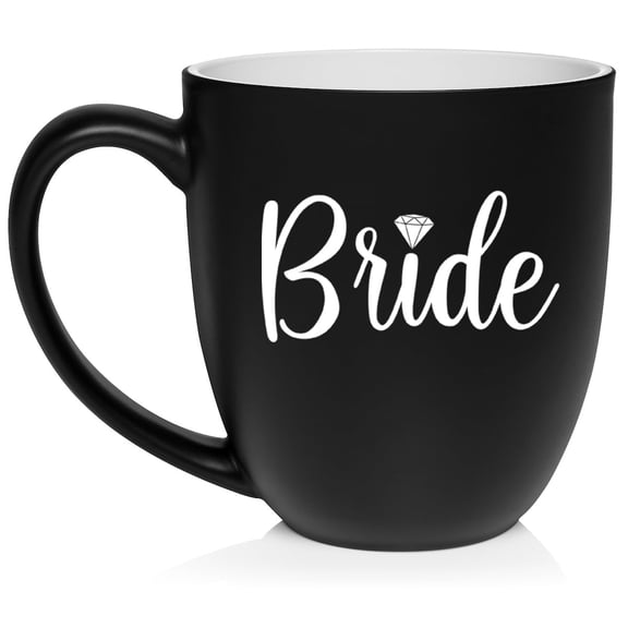 Bride Ceramic Coffee Mug Tea Cup Gift for Her, Gift For Bride, Engagement Gift, Wedding Gift (16oz Matte Black)
