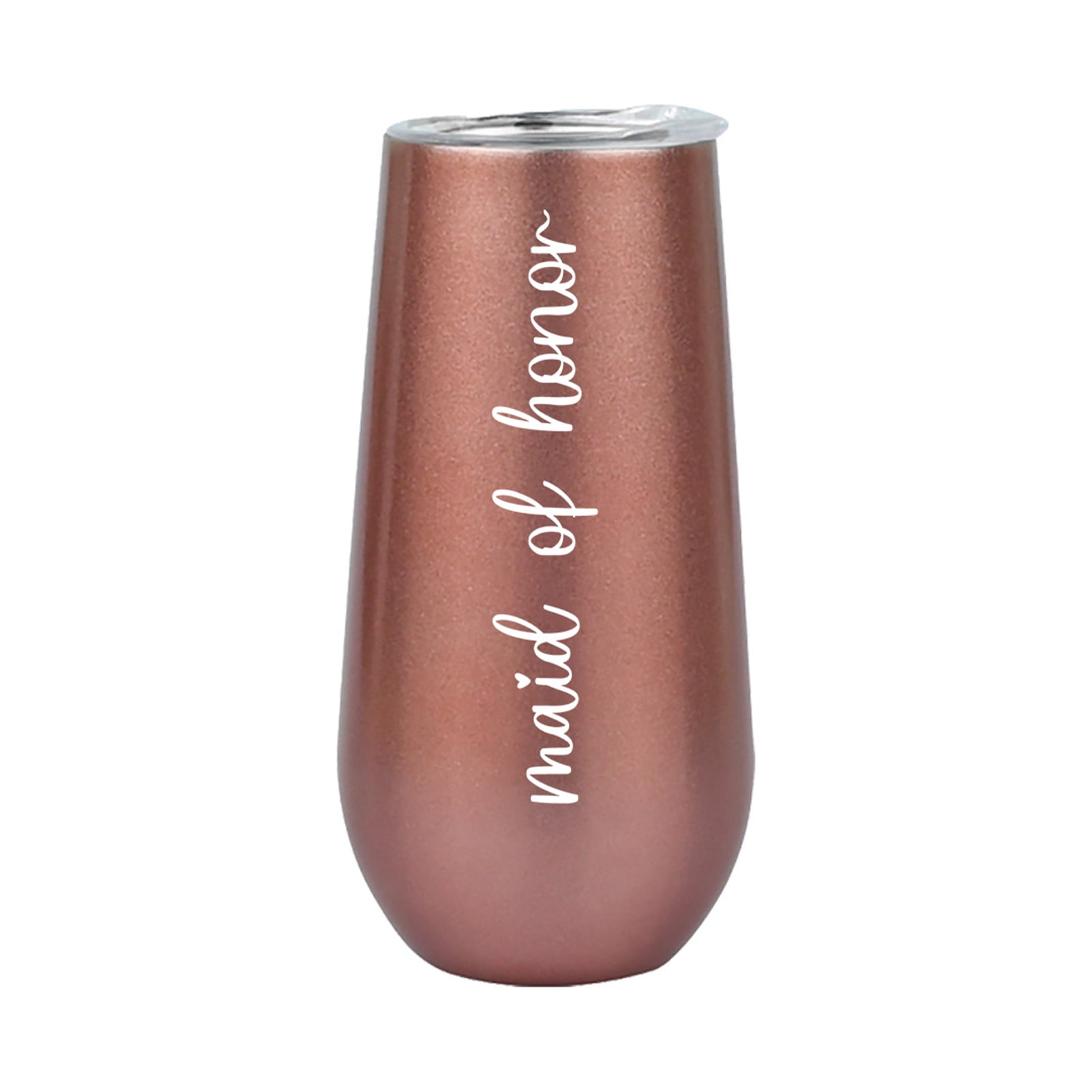 Champagne Flute Tumbler / Rose Gold and Diamond White Stainless