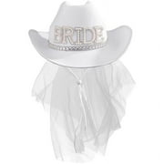 MAOKA Bride Cowboy Veil Hat Country Western Barn Space Disco Wedding Cowgirl Bach Bachelorette Hen Party Bridal Shower Decoration Gift