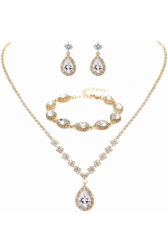 Bride Crystal Necklace Earrings Set Bridal Wedding Jewelry Sets Rhinestone Choker Necklace Prom Costume Jewelry Set for Women and Brides