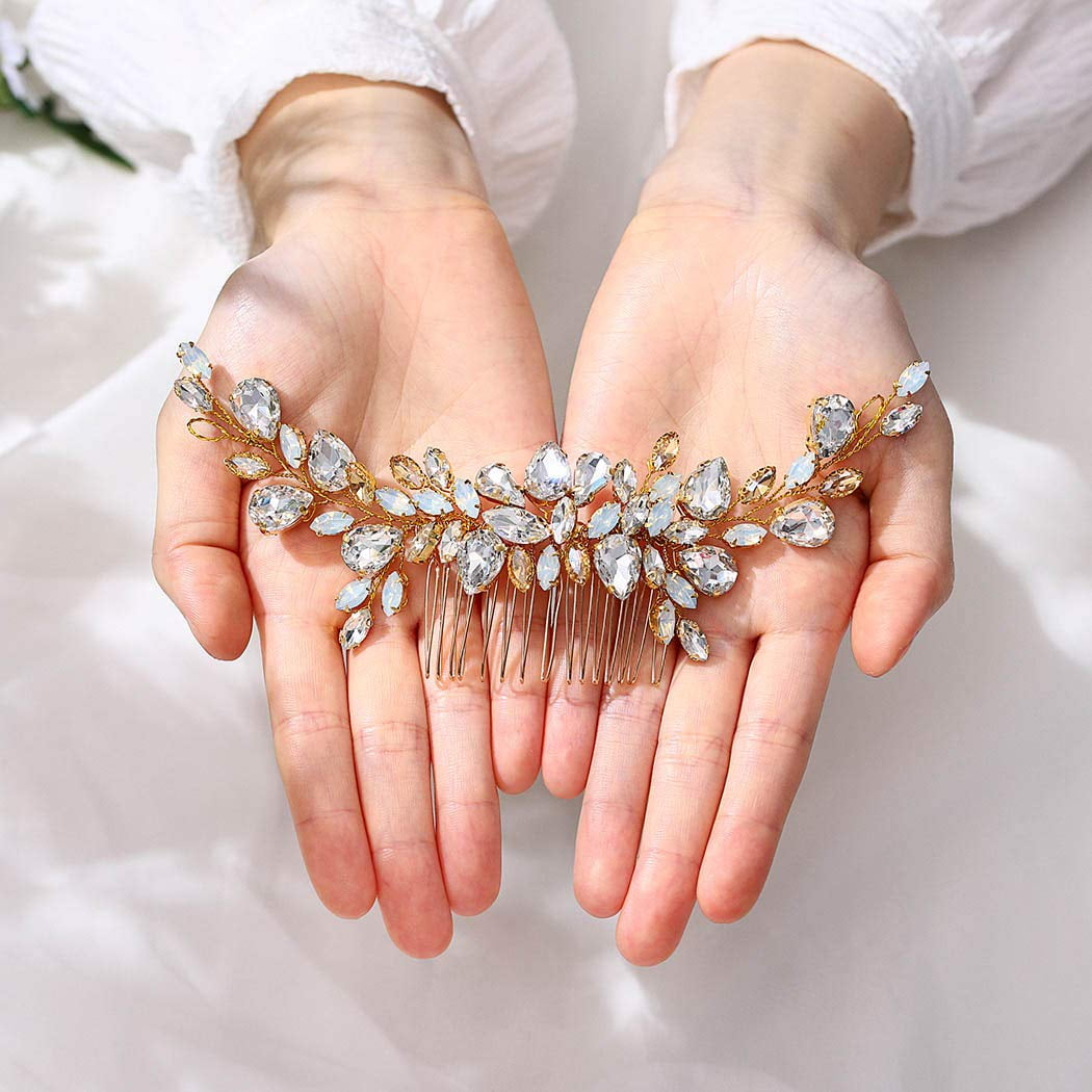 Rhinestone Wedding Hair Comb Bridal Side Comb Crystal Hair Accessories Women Gir Crystal Bride Wedding Hair Comb Silver Rhinestone Flower  main image 3