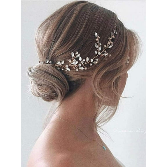 Bride Crystal Wedding Hair Vine Silver Bridal Hair Piece Rhinestone Hair Accessories for Women and Girls HV113