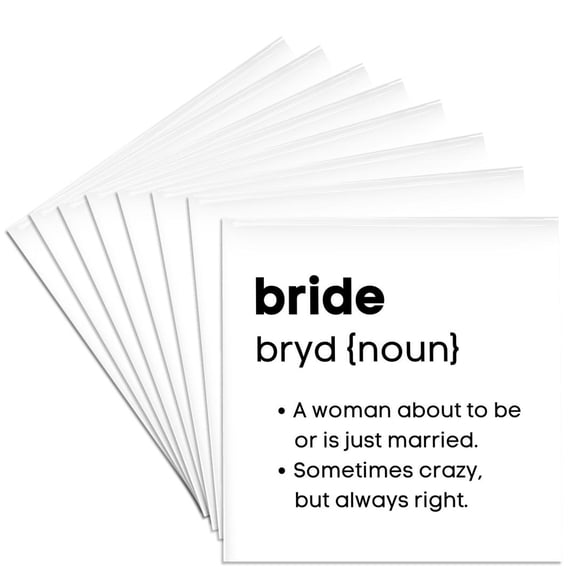 3drose, Bride Definition Wedding Gift Honeymoon and Bridal Shower Gift, Set of 8 Ceramic Tile Coasters