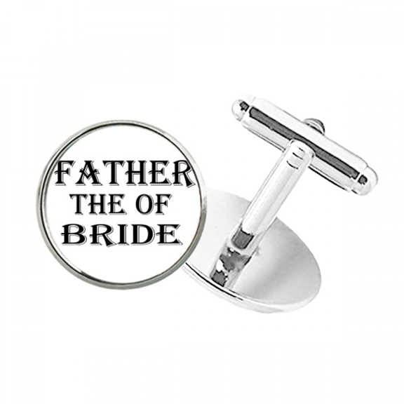 Bride Father's Festival Quote Round Button Cuff Clip Stud Cufflinks