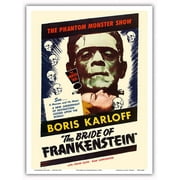 The Bride of Frankenstein - Starring Boris Karloff and Elsa Lanchester - The Monster Talks! - Vintage Film Movie Poster c.1953 - Master Art Print (Unframed) 9in x 12in