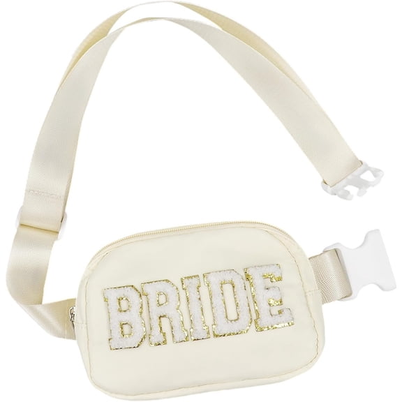 Bride Gifts, Bachelorette Gifts for Bride-Bride Fanny Pack, Bride to be Gifts for Bachelorette Party Decorations Accessories & Favors, Bridal Shower Gifts, Adjustable Strap Crossbody Bag, Beige