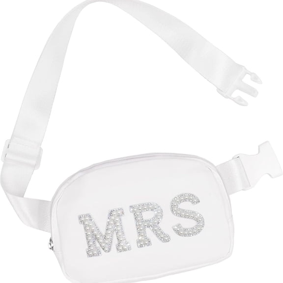 Bride Gifts, Bachelorette Gifts for Bride Fanny Pack, Bride to be Gifts for Wedding Day Bachelorette Party Engagement Honeymoon, Pearl Bride Belt Bag White