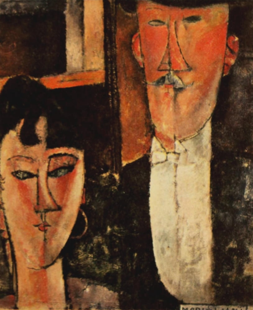 Bride & Groom 1915 Canvas Art - Amedeo Modigliani (24 x 36)