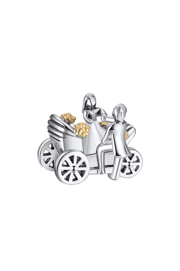 Bride Groom Carriage Wedding Charm European Bead Sterling Silver Ginger Lyne Collection
