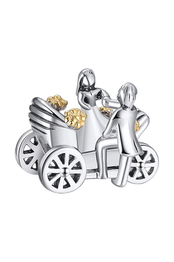 Bride Groom Carriage Wedding Charm European Bead Sterling Silver Ginger Lyne Collection