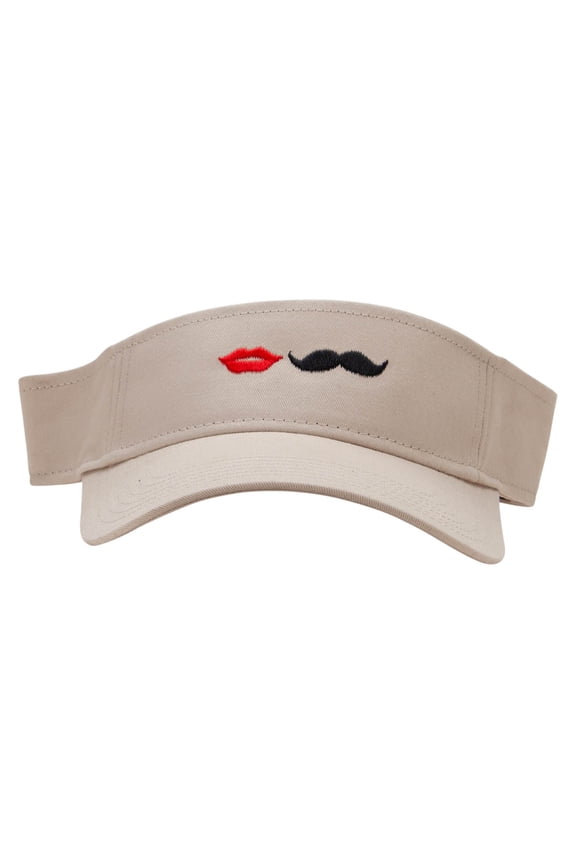Bride & Groom Embroidered Cotton Twill Sun Visor - Khaki OSFM