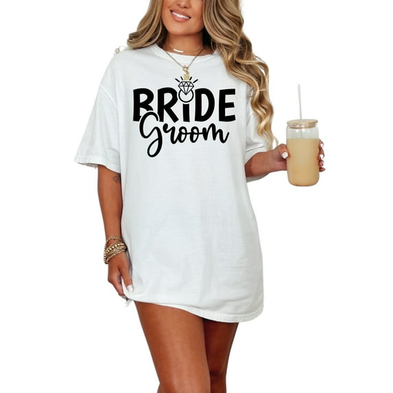 Bride Groom Matching Shirts Set, Bride and Groom Wedding Shirts, Newlywed Gift Apparel, Couple Anniversary Shirts, Engagement Tee, White Comfort Colors T-Shirt, Small