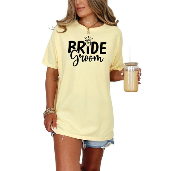 Bride Groom Matching Shirts Set, Bride and Groom Wedding Shirts, Newlywed Gift Apparel, Couple Anniversary Shirts, Engagement Tee, Butter Comfort Colors T-Shirt, XL