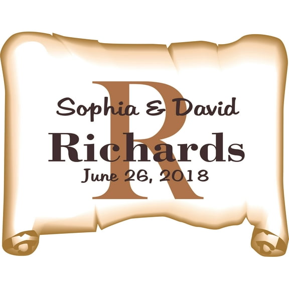 Bride Groom Name Initial Scroll Wedding Customized Wall Decal- Custom Vinyl Wall Art - Personalized Name - Baby Girls Boys Kids Bedroom Wall Decal Room Decor Wall Stickers Decoration Size (15x30 inch)