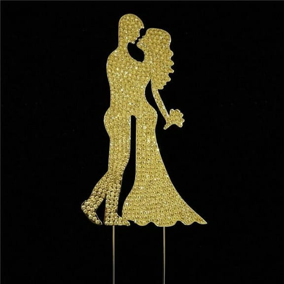 Bride & Groom Rhinestone Cake Topper - Gold