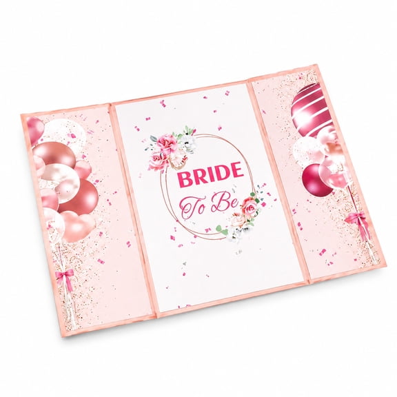 Bride To Be Guest Book, Pink Floral Engagement Signature Book with Tri Fold Design, Bridal Shower Message Book, Wedding Guest Sign In Book, Keepsake Memory Book for Engagement Party