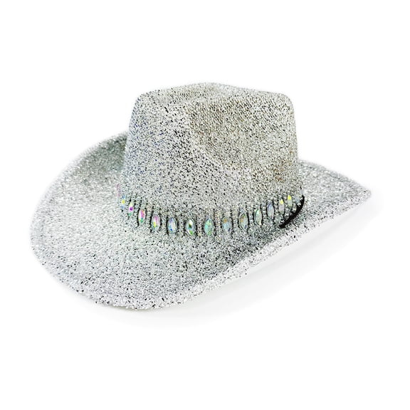 Bride Hat Shimmering Rhinestones Cowgirl Hats Glittering Crystal Panama Hat for Music Festivals Sparkly Party Outfit