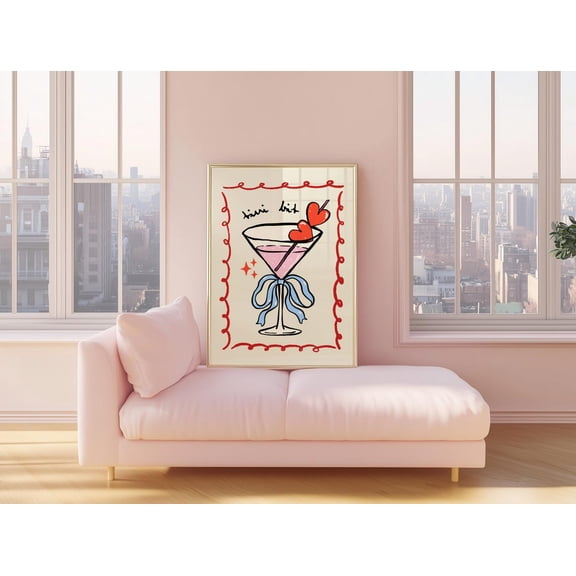 Bride In A Tini Bit Poster, Engagement Wall Art, Bridal Shower Decor, Espresso Martini Poster, Stretched Canvas 16x20in